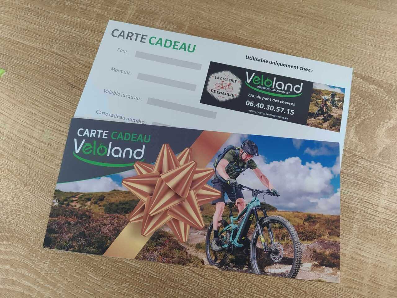 La Cyclerie de Charlie  magasin de vélo à Bourbon l'archambault Carte Cadeau